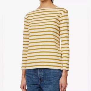 Soeur Long Sleeve Katy Tee Shirt in Ochre/Cream Stripe